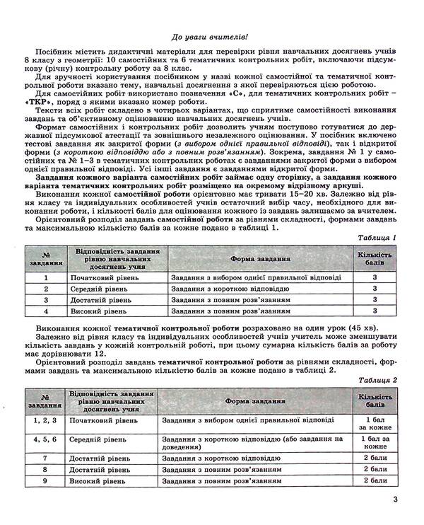 Geometry. 8th grade Notebook for independent and thematic control of work / Геометрія. 8 клас. Зошит для самостійного та тематичного контролю роботи Александр Истер 978-966-11-1221-5-3