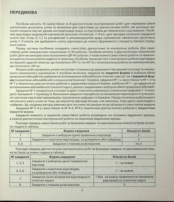 Geometry. Grade 8. Diagnostic work / Геометрія. 8 клас. Діагностичні роботи Александр Истер 978-617-539-405-2-3