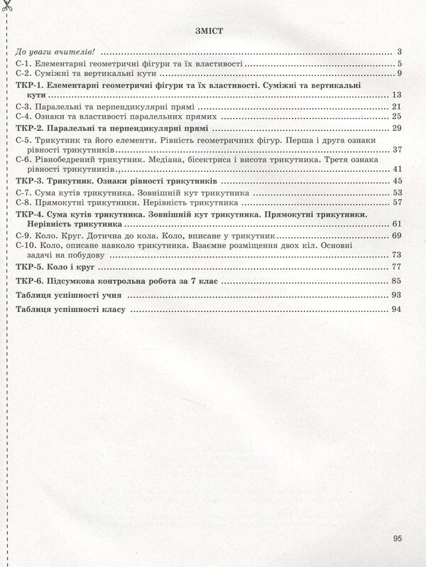 Geometry. Workbook for independent and thematic control works. 7th grade / Геометрія. Зошит для самостійних та тематичних контрольних робіт. 7 клас Александр Истер 978-966-11-1080-8-3