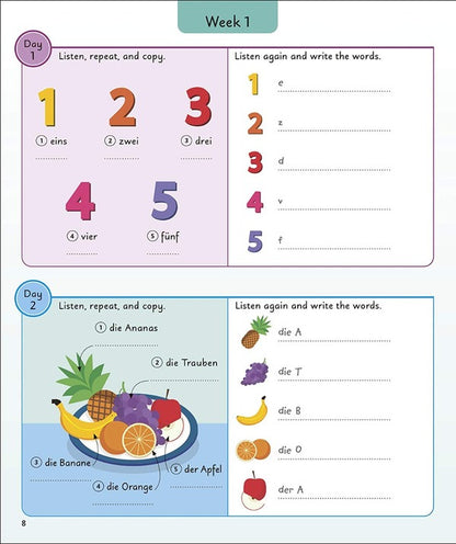 German for Everyone Junior 5 Words a Day. Learn and Practice 1,000 German Words / German for Everyone Junior 5 Words a Day. Learn and Practise 1,000 German Words  9780241491416-4