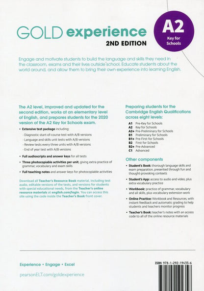 Gold Experience. Teacher's Resource Book. A2 / Gold Experience. Teacher's Resource Book. A2  978-1-292-19435-6-2