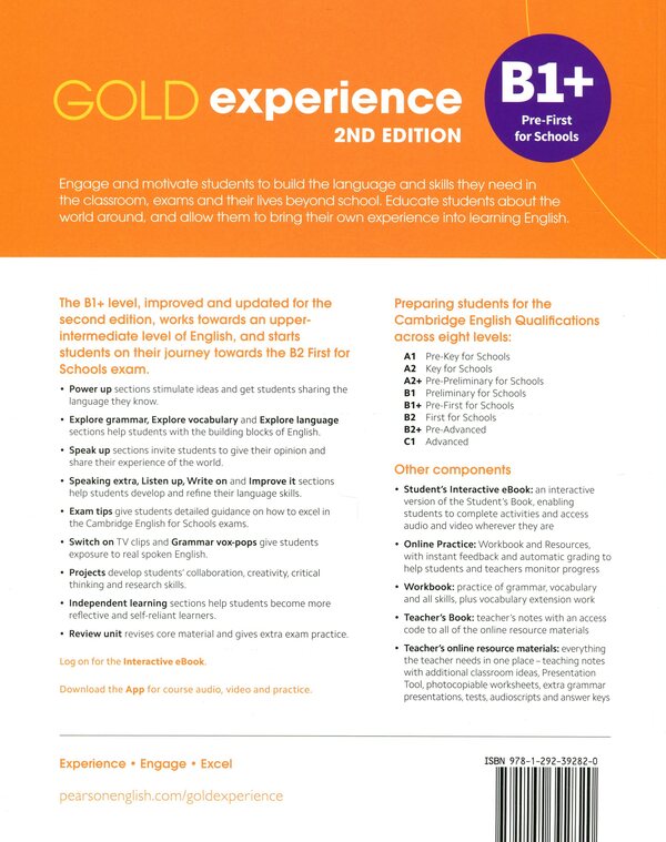Gold Experience Second Edition B1+ Student's Book and Interactive eBook with Digital Resources & App / Gold Experience Second Edition B1+ Student's Book and Interactive eBook with Digital Resources & App Меган Родерик, Фиона Беддал 978-1-292-39282-0-2