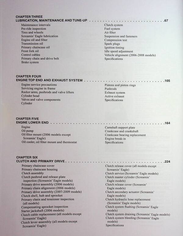 Harley-Davidson Road King, Electra Glide & Screaming Eagle (2006-2009) Clymer Repair Manual / Harley-Davidson Road King, Electra Glide & Screaming Eagle (2006-2009) Clymer Repair Manual Haynes Publishing 9781599693347-6