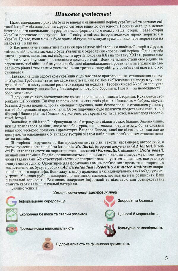 History. Ukraine and the world. Integrated course. Standard level / Історія. Україна і світ. Інтегрований курс. Рівень стандарту Марьян Мудрый 978-966-11-1002-0-5
