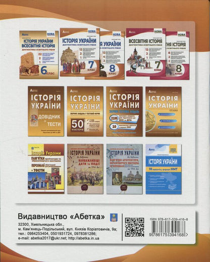 History Of Ukraine. Diagnostics Of Educational Level. 8Th Grade - сторя Украни. Дагностика освтнього рвня. 8 клас Alexander Gysem - Олександр Гсем 9786175394168-2