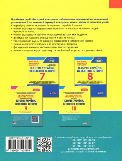 History of Ukraine. World History. 11th grade. Test control of learning outcomes / Історія України. Всесвітня Історія. 11 клас. Тестовий контроль результатів навчання Виталий Власов, Александр Панарин, Елена Радзивилл, Юлия Топольницкая 978-966-945-529-1-2