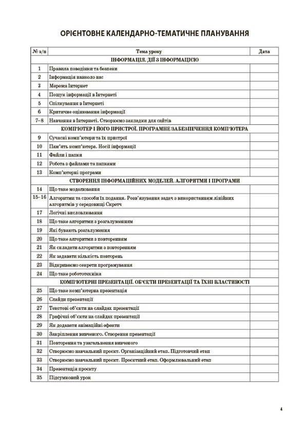 Informatics. 4Th Grade (According To The Textbook Of M. M. Kornienko, S. M. Kramarovska, I. T. Zaretska) / Інформатика. 4 клас (за підручником М. М. Корнієнко, С. М. Крамаровської, І. Т. Зарецької) Valentina Poroshchuk / Валентина Порощук 9786170040442-3