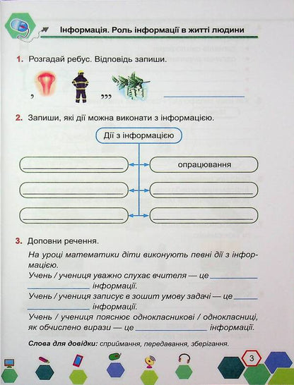 Informatics. Grade 3. Workbook / Інформатика. 3 клас. Робочий зошит Elena Antonova, Sergey Martyniuk / Олена Антонова, Сергій Мартіюк 9789660739772-4