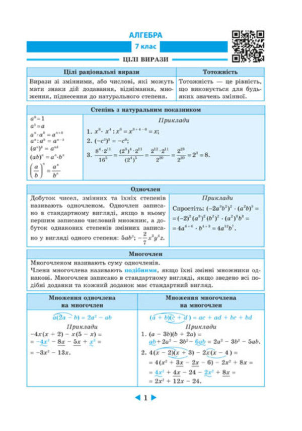 Interactive guide.Algebra.Geometry.7-11 grade / Інтерактивний довідник. Алгебра. Геометрія. 7-11 клас  978-617-686-556-8-4
