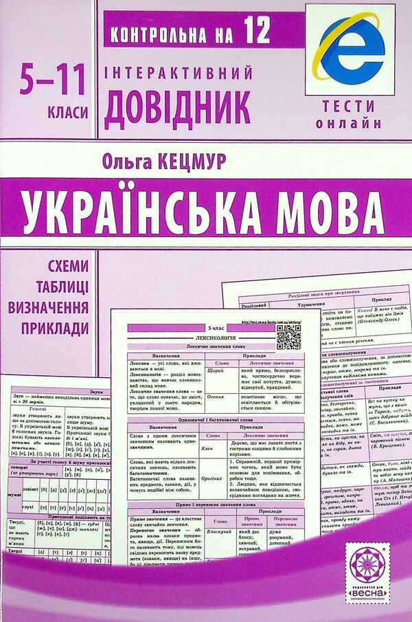 Interactive guide.Ukrainian language.5-11 grades / Інтерактивний довідник. Українська мова. 5-11 класи Ольга Кецмур 978-617-686-692-3-1