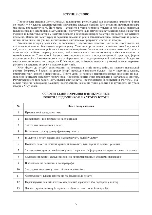 Introduction to the history of Ukraine. 5th grade Lesson notes / Вступ до історії України. 5 клас. Конспекти уроків Александр Гисем, Александр Мартынюк 978-966-10-3610-8-6