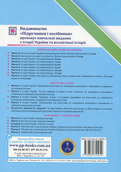 Introduction to the history of Ukraine and civic education. Diagnostic works. 5th grade (to tutor I. Shchupak) / Вступ до історії України та громадянської освіти. Діагностувальні роботи. 5 клас (до підручн. І. Щупак) Игорь Панчук 978-966-07-4095-2-2