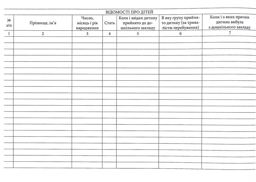 Journal of arrival (discharge) of preschool children / Журнал прибуття (вибуття) дітей дошкільного закладу  -3