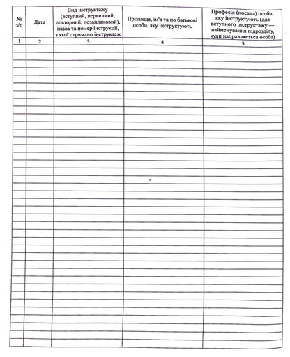 Journal of registration of briefings on fire safety issues / Журнал реєстрації інструктажів з питань пожежної безпеки  -5