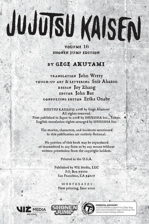 Jujutsu Kaisen. Volume 16 Gege Akutami / Геге Акутами 9781974728985-5