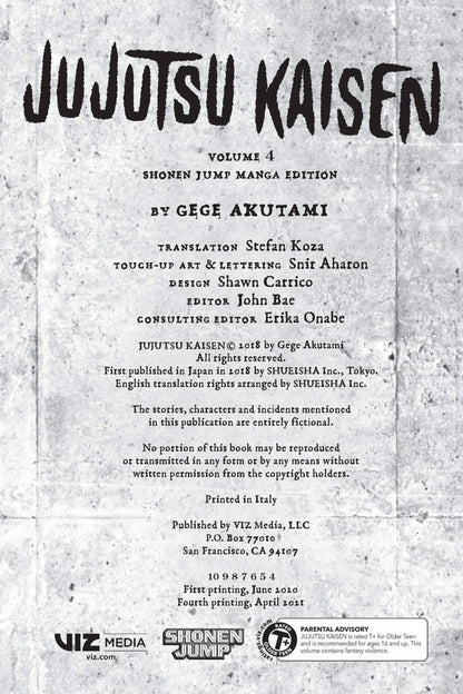 Jujutsu Kaisen. Volume 4 / Jujutsu Kaisen. Volume 4 Геге Акутами 9781974714803-4