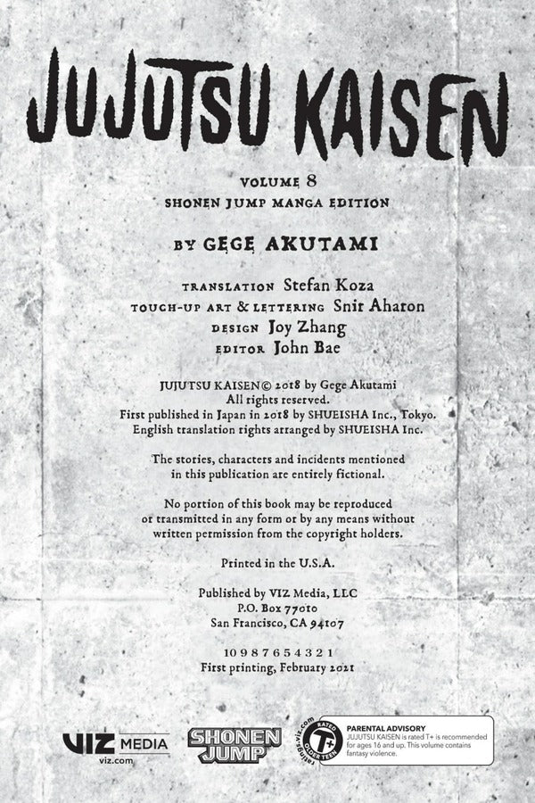 Jujutsu Kaisen. Volume 8 Gege Akutami / Геге Акутами 9781974718719-4