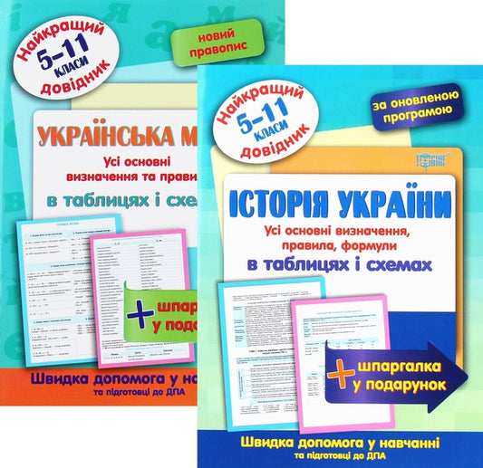 Kit The best guide in tables and diagrams / Комплект Найкращий довідник в таблицях і схемах Оксана Омелянчук, Людмила Дух 978-966-939-735-5, 978-966-939-734-8-1