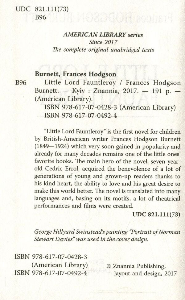 Little Lord Fauntleroy Francis Burnett / Фрэнсис Бернетт 9786170704924-3