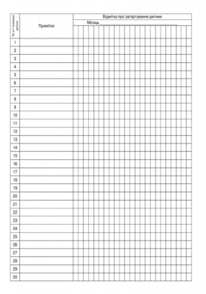 Logbook of daily visits by children to the group / Журнал обліку щоденного відвідування дітьми групи  9789663136059-6