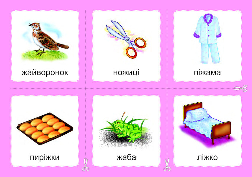 Logopedic lotto. Associations. In 4 parts. Set 2. Sounds [w]-[w], [w]-[w], [w]-[w], [ch]-[w], [w]-[w] / Логопедичне лото. Асоціації. У 4х частинах. Комплект 2. Звуки [ж]-[ж], [ж]-[ш], [ш]-[ш], [ч]-[ч], [ч]-[шч] Валентина Рожнив 978-966-10-6000-4, 978-966-10-3784-6-6
