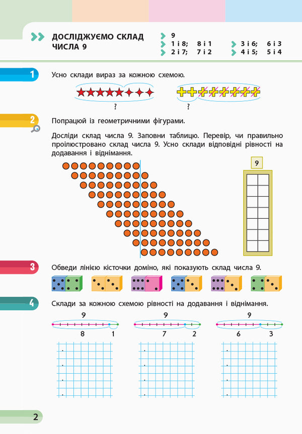 Math. 1st class. Study notebook. In 4 parts. Part 2 / Математика. 1 клас. Навчальний зошит. У 4 частинах. Частина 2 Оксана Оноприенко, Светлана Скворцова 9786170945051-3