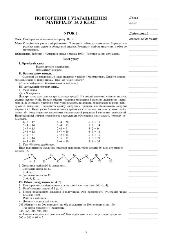 Math. 4th grade Lesson notes. Part 1. NUSH / Математика. 4 клас. Конспекти уроків. Частина 1. НУШ Наталья Будная, Наталия Шост, Оксана Билецкая, Надежда Лоджук 978-966-10-6469-9-6