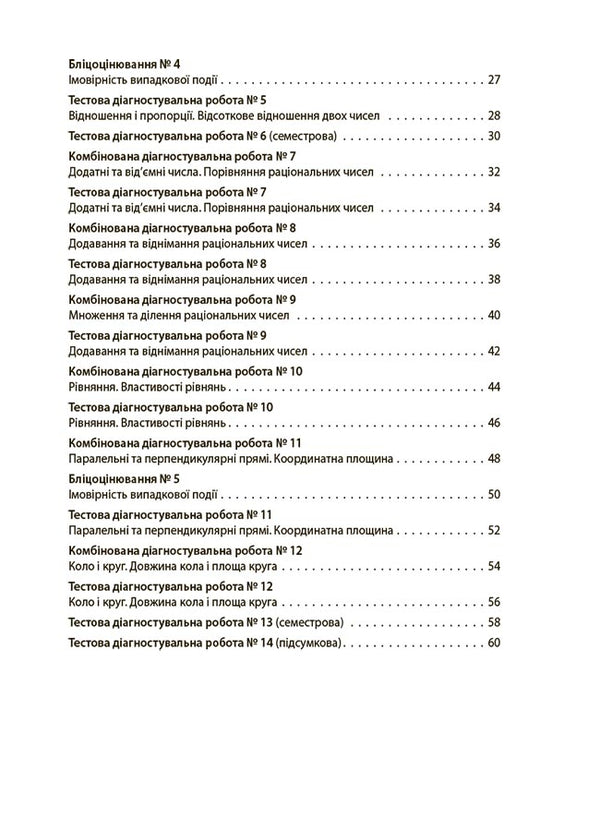 Math. 6th grade All diagnostic works / Математика. 6 клас. Усі діагностувальні роботи Ольга Старова 9786170041333-3