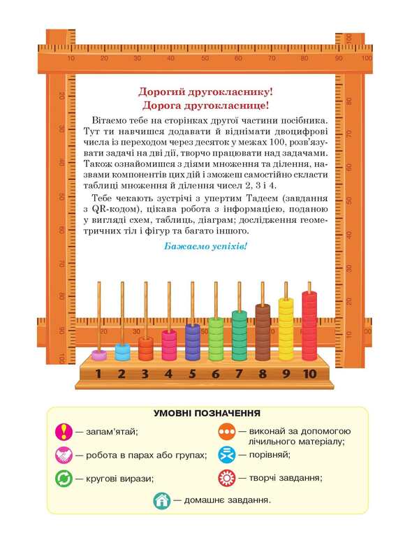 Math. Study guide for the 2nd grade of institutions of general secondary education. In 3 parts. Part 2 / Математика. Навчальний посібник для 2 класу закладів загальної середньої освіти. У 3-х частинах. Частина 2 Марк Беденко, Наталья Будная 9789661086516-2
