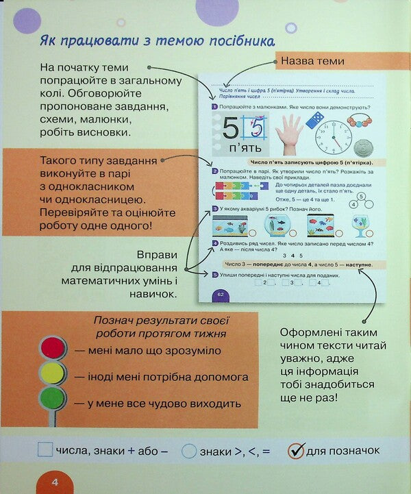 Mathematics. 1St Grade. Tutorial. Part 1 / Математика. 1 клас. Навчальний посібник. Частина 1 Oksana Larina, Svetlana Logachevskaya / Oksana Larina, Svetlana logachevskaya 9789669454980-5