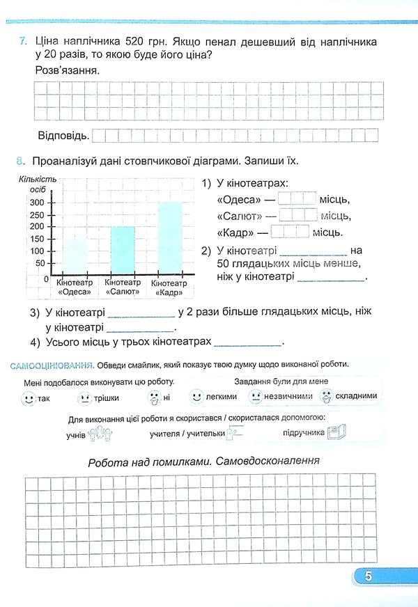 Mathematics. Diagnostic Work. Grade 4 / Математика. Діагностичні роботи. 4 клас Antonina Zaika, Svetlana Tarnavskaya / Антоніна Зайка, Світлана Тарнавська 9789660739574-6