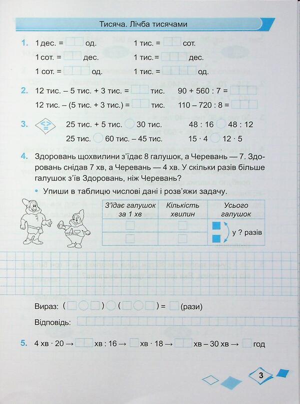 Mathematics. Grade 4. Workbook in 2 parts. Part 1 / Математика. 4 клас. Робочий зошит у 2-х частинах. Частина 1 Ольга Корчевская, Мирослава Козак 9789660739383-3