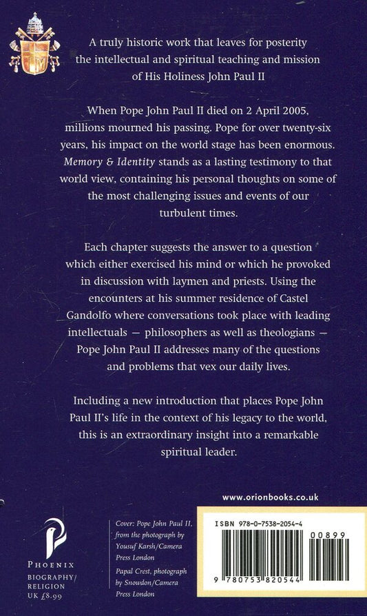 Memory and Identity: Personal Reflections / Memory and Identity: Personal Reflections Кароль Войтыла 978-0753820544-2