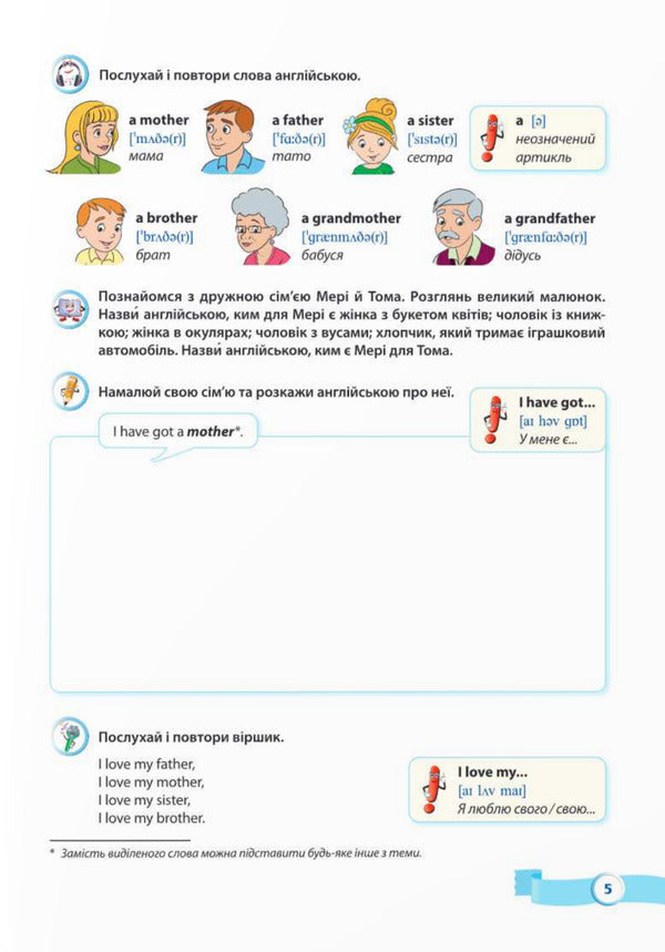 My first English words. Illustrated thematic dictionary for children 4-7 years old / Мої перші англійські слова. Ілюстрований тематичний словник для дітей 4–7 років Оксана Косован, Надежда Витушинская 9789660742529-5