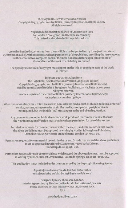 NIV Holy Bible / NIV Holy Bible  978-1-473-61894-7-6