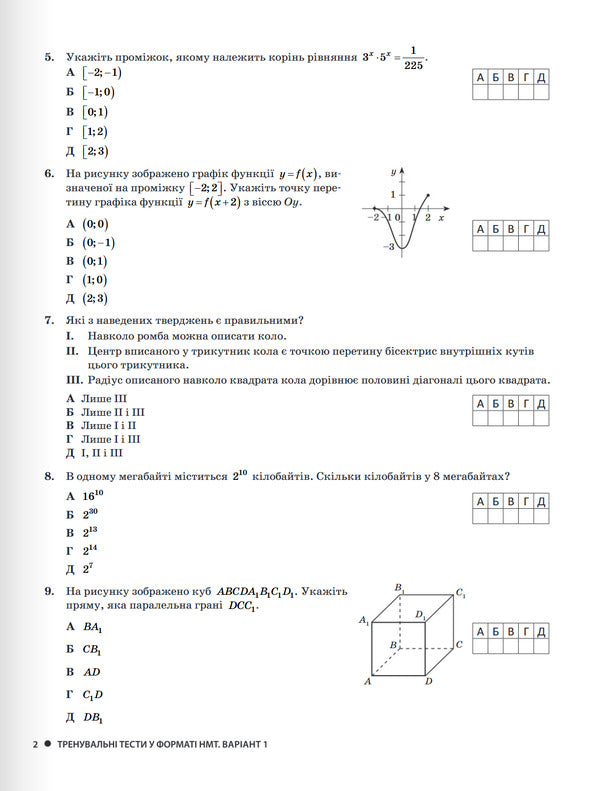 NMT 2025. Mathematics. Typical Test Tasks / НМТ 2025. Математика. Типові тестові завдання Albina Halperin / Альбіна Гальперіна 9789669454874-3