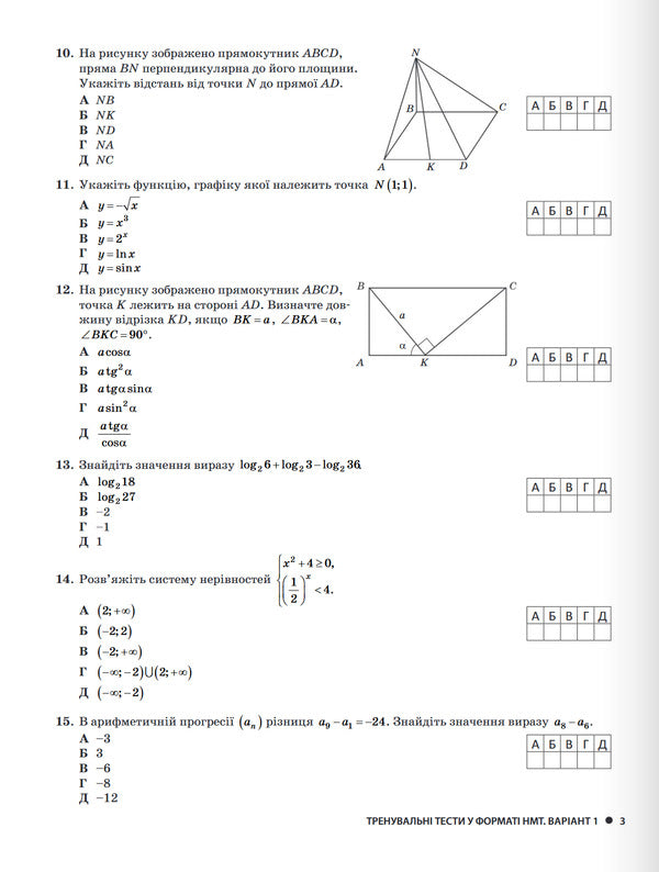 NMT 2025. Mathematics. Typical Test Tasks / НМТ 2025. Математика. Типові тестові завдання Albina Halperin / Альбіна Гальперіна 9789669454874-4