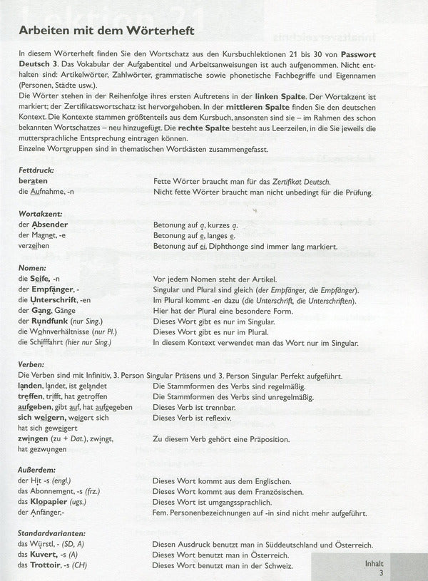 Passwort Deutsch 3. Notebook-dictionary. Course for learning German for adults / Passwort Deutsch 3. Зошит-словник. Курс для вивчення німецької мови для дорослих  978-966-8315-62-6-3