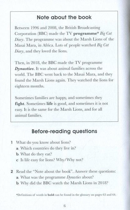 Penguin Readers. Level 1. Dynasties. Lions / Penguin Readers. Level 1. Dynasties. Lions Стивен Мосс 978-0-241-44736-9-5