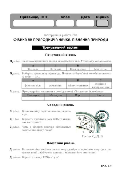 Physics. Thematic Control Papers. 7Th Grade / Фізика. Тематичні контрольні роботи. 7 клас Natalya Struzh, Viktor Matsyuk / Наталія Струж, Віктор Мацюк 9789661043601-4
