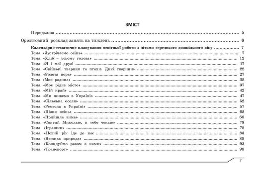 Planning of educational work with children of middle preschool age according to the Ukrainian preschool program / Планування освітньо-виховної роботи з дітьми середнього дошкільного віку за програмою Українське дошкілля Александра Билан 978-966-944-265-9-2
