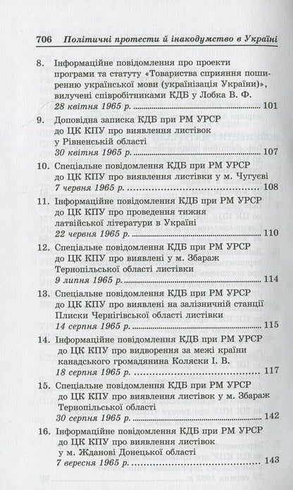 Political protests and dissent in Ukraine 1960-1990. Documents and materials / Політичні протести й інакодумство в Україні 1960-1990. Документи і матеріали  978-966-2164-69-5-4
