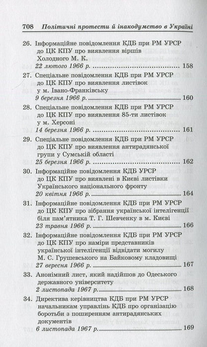 Political protests and dissent in Ukraine 1960-1990. Documents and materials / Політичні протести й інакодумство в Україні 1960-1990. Документи і матеріали  978-966-2164-69-5-6