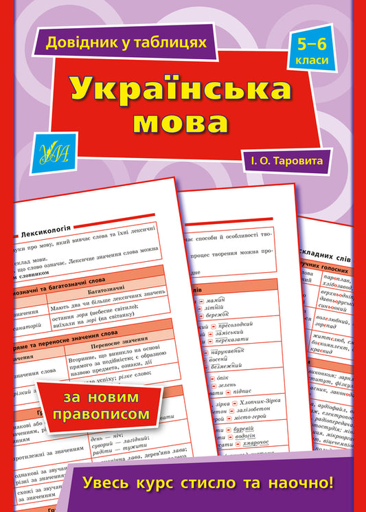 Reference in tables.Ukrainian language.5-6 grades / Довідник у таблицях. Українська мова. 5–6 класи И. Таровита 978-966-284-968-4-1