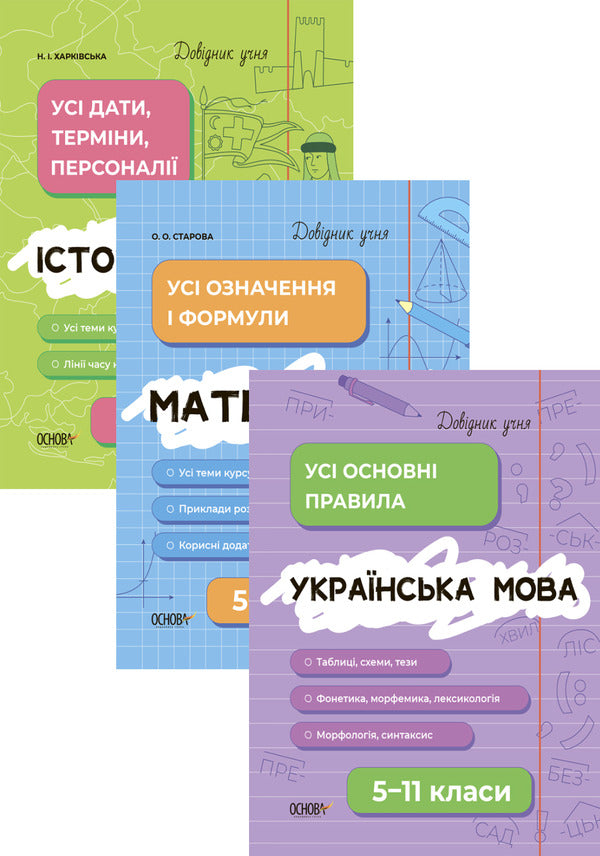 Set Of Student Directories (A 3-Book Set) / Комплект довідників учня (комплект із 3-х книг) Natalia Kharkivska, Olga Starova / Наталія Харківська, Ольга Старова 9786170042170,9786170042163,9786170042194-1
