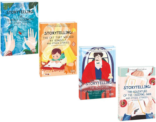 Storytelling (set of 4 books) / Storytelling (комплект із 4 книг) Джек Лондон, О. Генри, Редьярд Киплинг, Артур Конан Дойл, Джером Клапка Джером, Гилберт Кит Честертон, Гектор Хью Манро, Кэтрин Пайл, Киплинг Уэст, Сайлас Уэйр Митчелл 978-966-03-9720-0, 978-966-03-9718-7, 978-966-03-9719-4, 978-966-03-9721-7-1