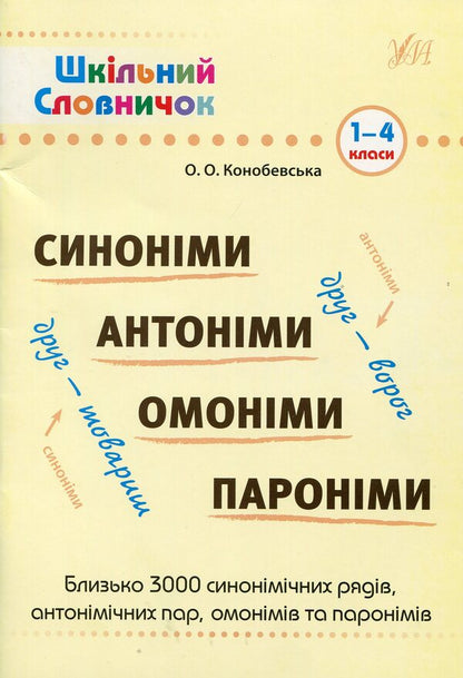 Synonyms, antonyms, homonyms, paronyms. 1-4 classes / Синоніми, антоніми,омоніми, пароніми. 1-4 класи Ольга Конобевская 978-966-284-184-8-1