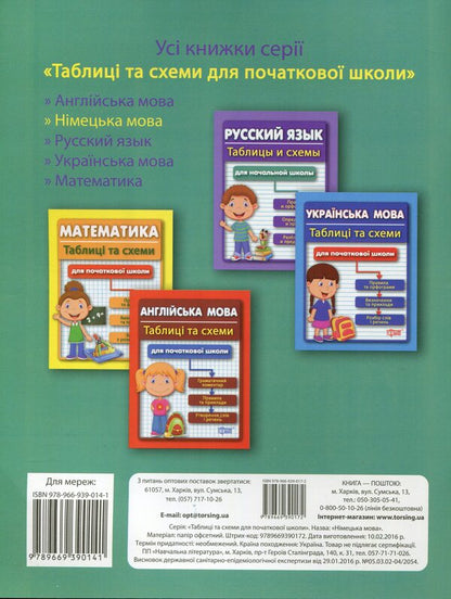 Tables And Diagrams For Elementary School. German Language / Таблиці та схеми для початкової школи. Німецька мова Alexander Pavlova / Олександра Павлова 9789669390172-2