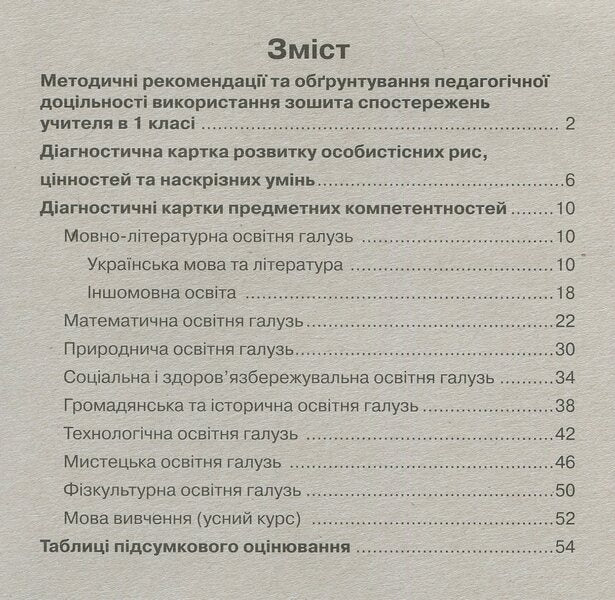 Teacher's observation notebook. 1st class / Зошит спостережень учителя. 1 клас  9789667503499-3