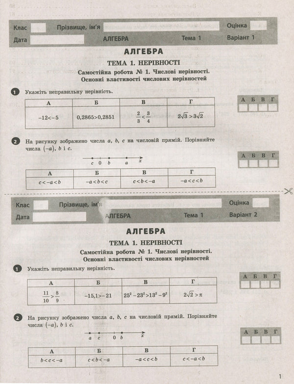 Test control of learning results. Algebra, Geometry. Grade 9 / Тестовий контроль результатів навчання. Алгебра, Геометрія. 9 клас Альбина Гальперина 9789669450067-4